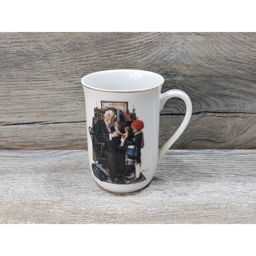 1929 Saturday Evening Post Gold rim Coffee Mug Norman Rockwell